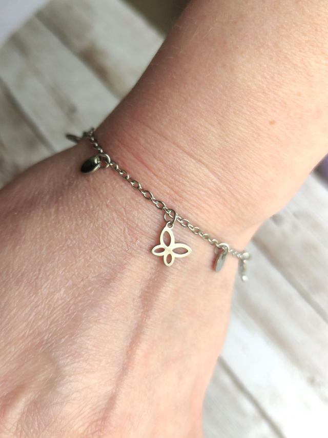 Bracelet acier inoxydable &quot;Papillons argenté&quot;