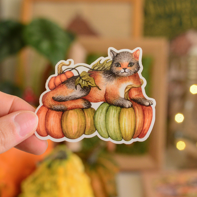&quot;Pumpkin Patch Cat&quot; XL vinyl sticker