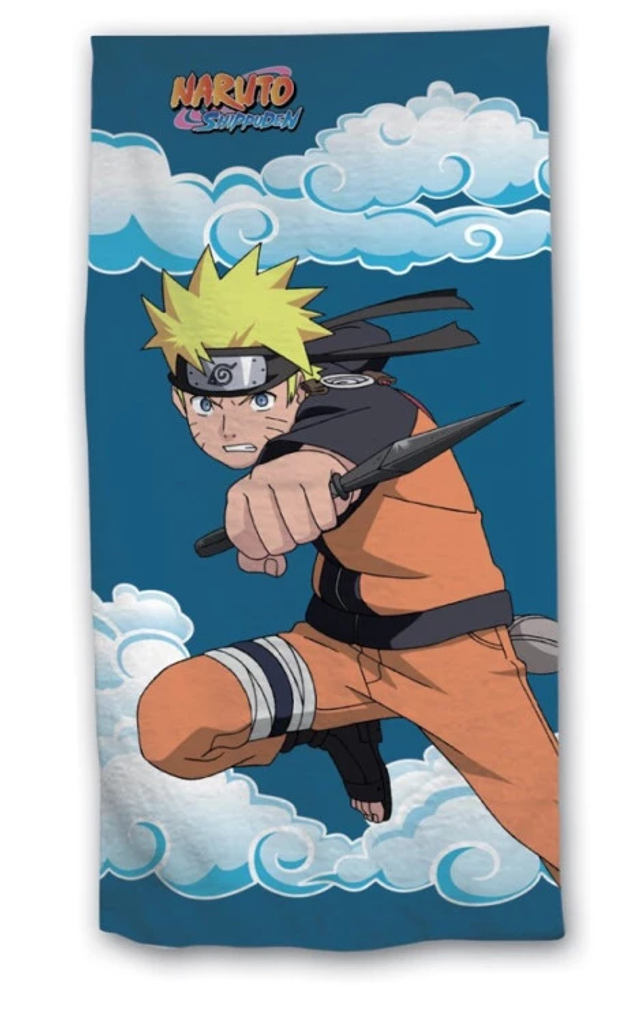 Serviette de bain / plage - Naruto au combat- Bleue - 70x140 cm