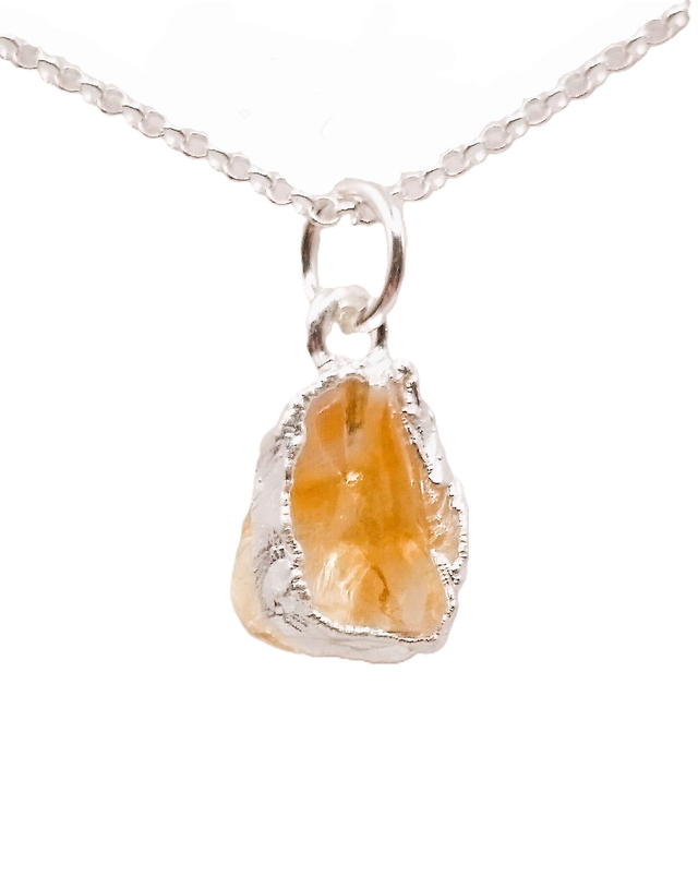 November - Citrine - birthstone necklace - raw &amp; edged with sterling silver