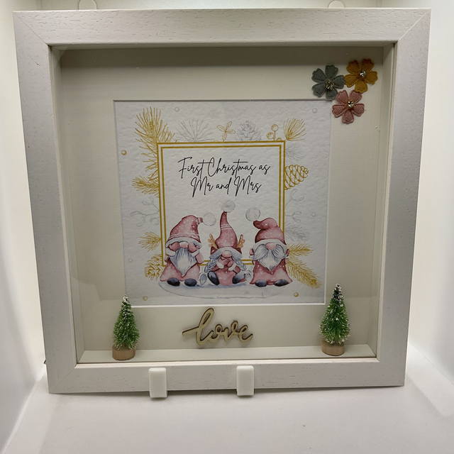 Personalised First Christmas as Mr&Mrs frame. Handmade gift.