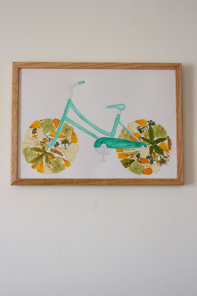 Vélo fleuri en aquarelle