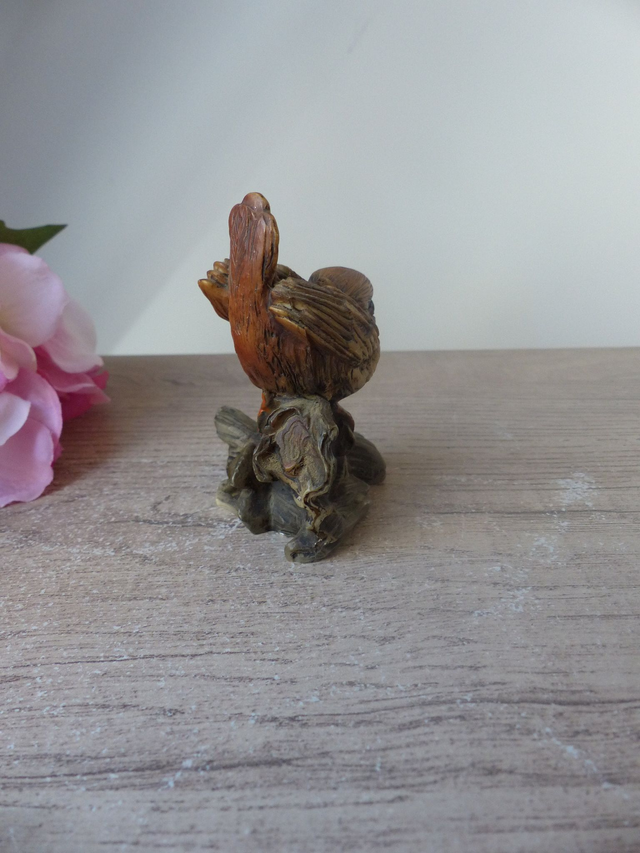 Figurine Oiseau en résine polychrome, Petit Moineau Vintage Faro Lucchesi Peint à la Main en Italie, Collection oiseaux home décor nature