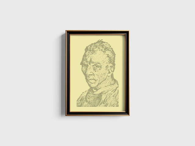 A3 Schreibmaschinen-Gemälde Vincent Van Gogh JH1665 in Schwarz auf Elfenbein