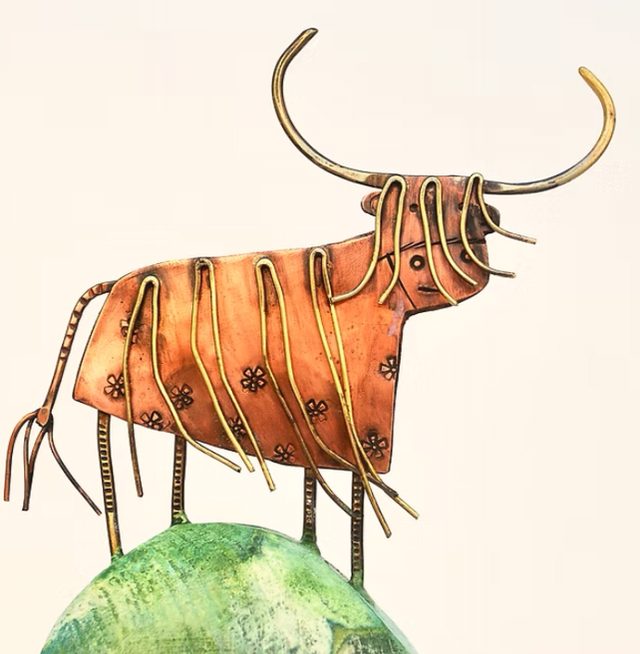 Highland Coo Mixed Media Sculpture