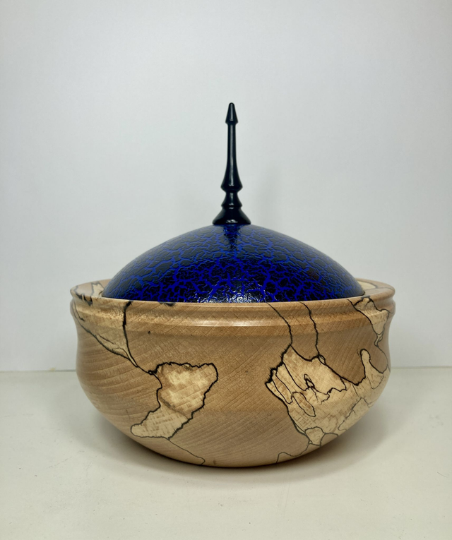 Spalted beech finial pot