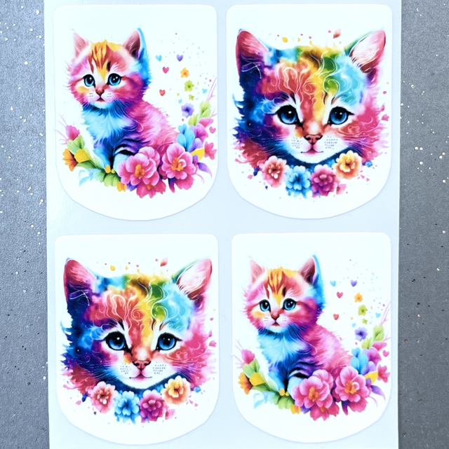 Colourful Kitten Stickers (Set of 4)