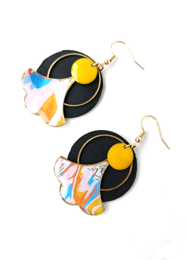 Boucles d'oreilles Upcyclées en Chambre à Air et Papier Recyclés - Bohèmes