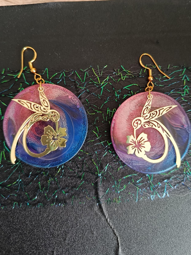 Boucles d’oreilles « Danse du Colibri » — Collection "Les Nuances de l’Infini"