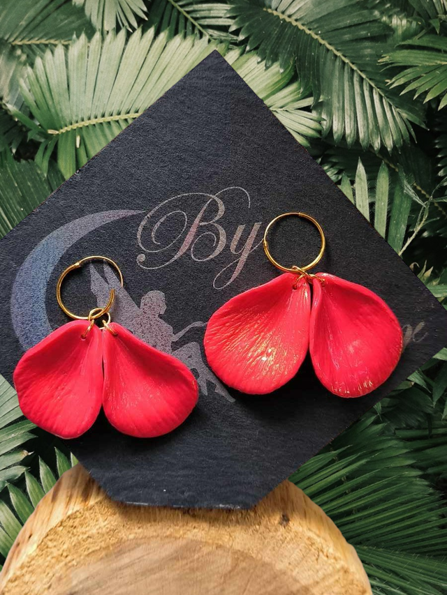BOUCLES D'OREILLES- PETALES DE ROSE