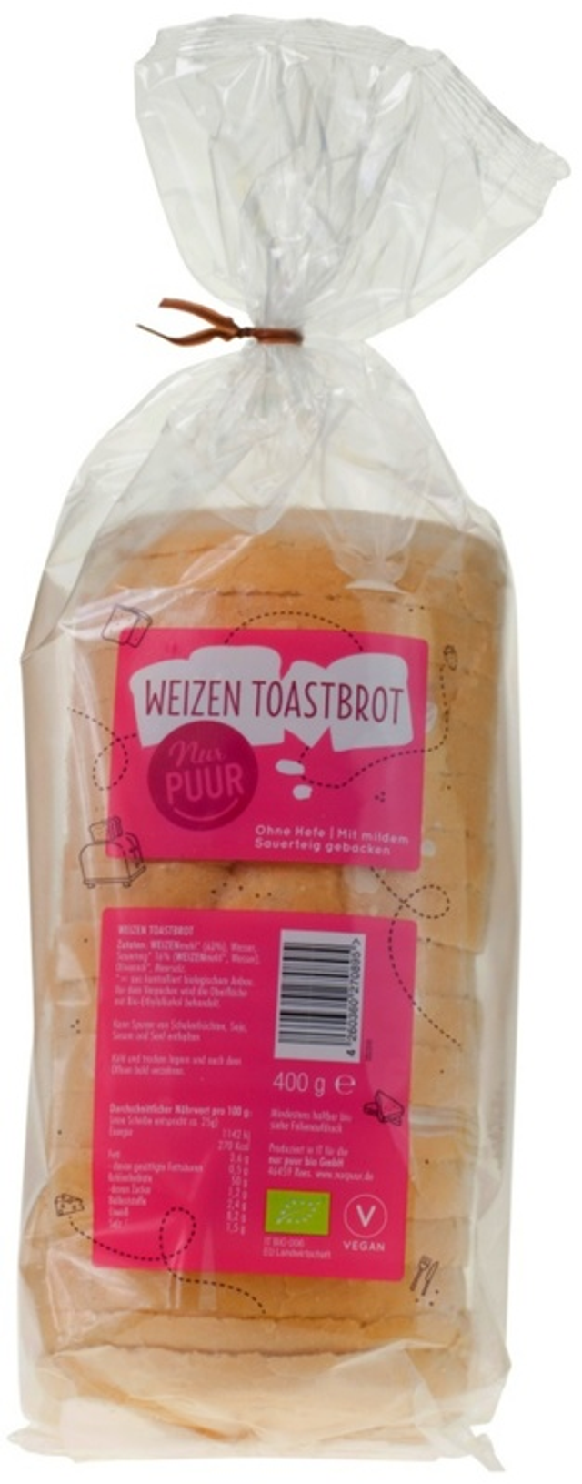 Nur Pur Bio Weizen Toastbrot