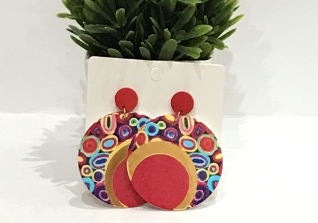 Red Mixed Dangling Earrings-RDE14