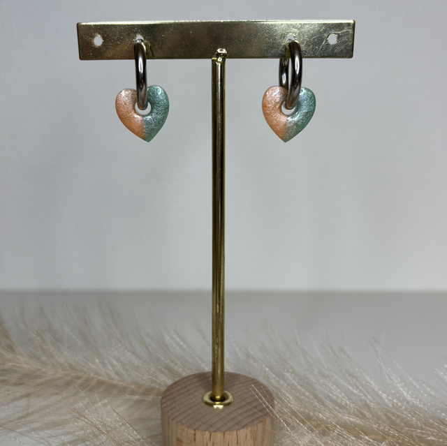 Pampilles cœur vert et orange