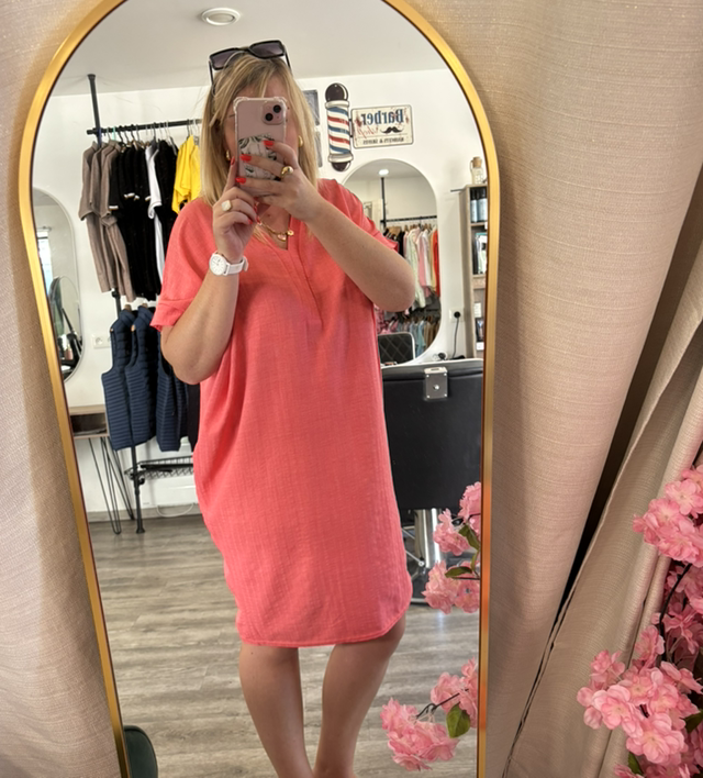 Robe orange lin/viscose