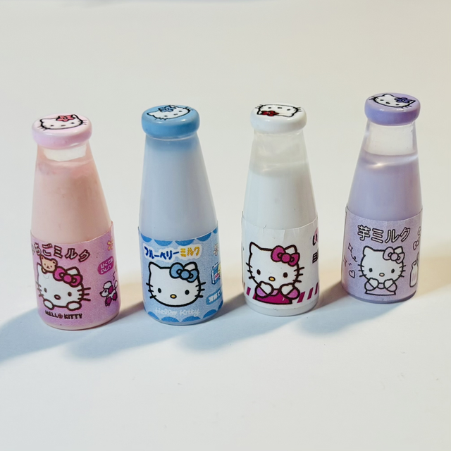 Set of 4 very cute HK milk bottles 