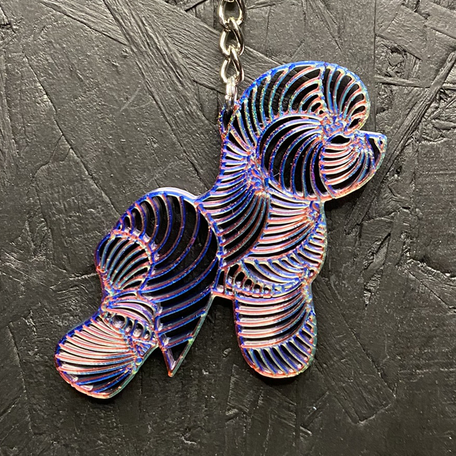 3D - Keychain Bichon Galaxy Violet