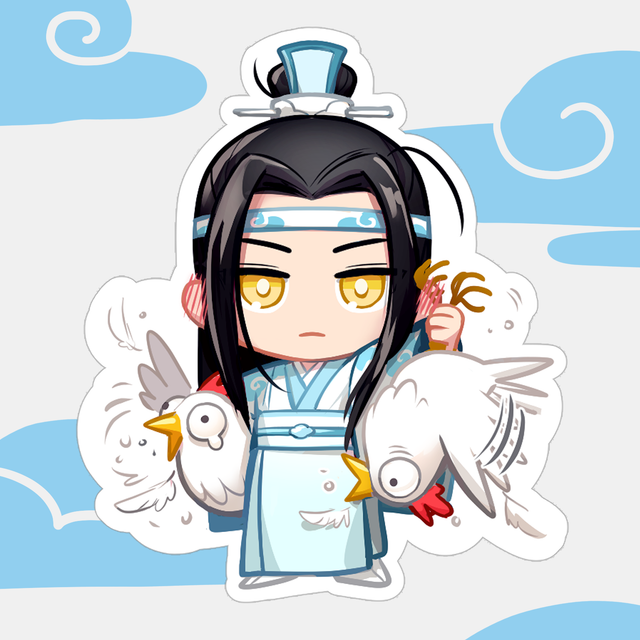 Sticker Lan Wangji and chickens