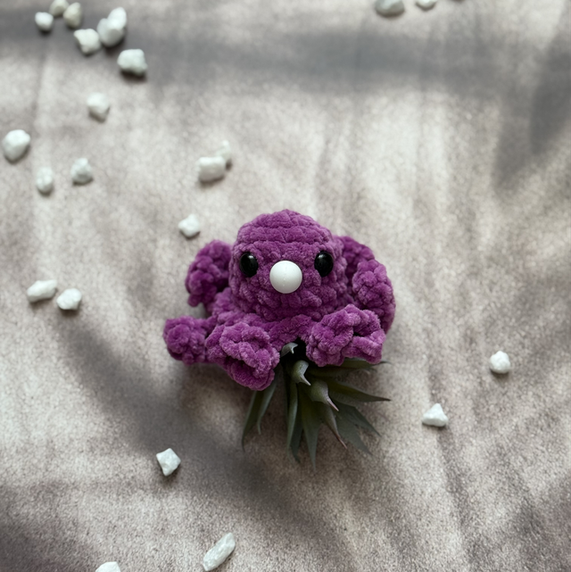 Antistress poulpe tout doux mauve rosé foncé