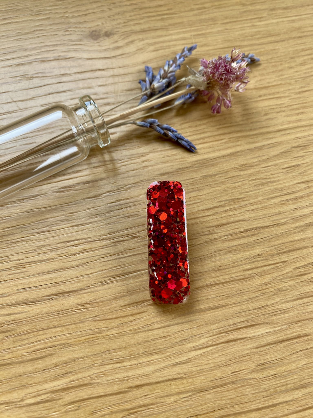 Barrette mini rectangulaire - chunky rouge