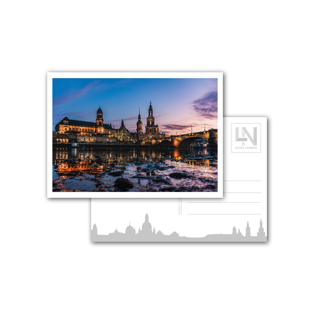Dresden - Sonnenuntergang über der Altstadt - Postkarte
