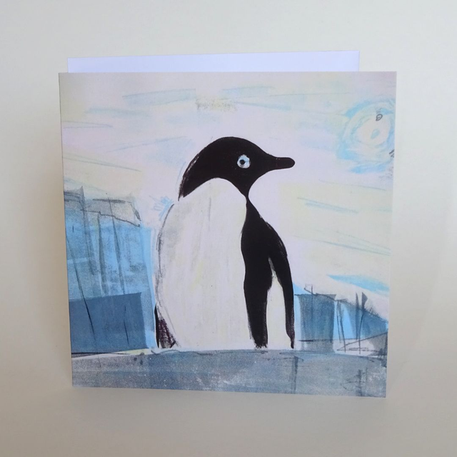 On thin ice, greeting card, 148x148mm