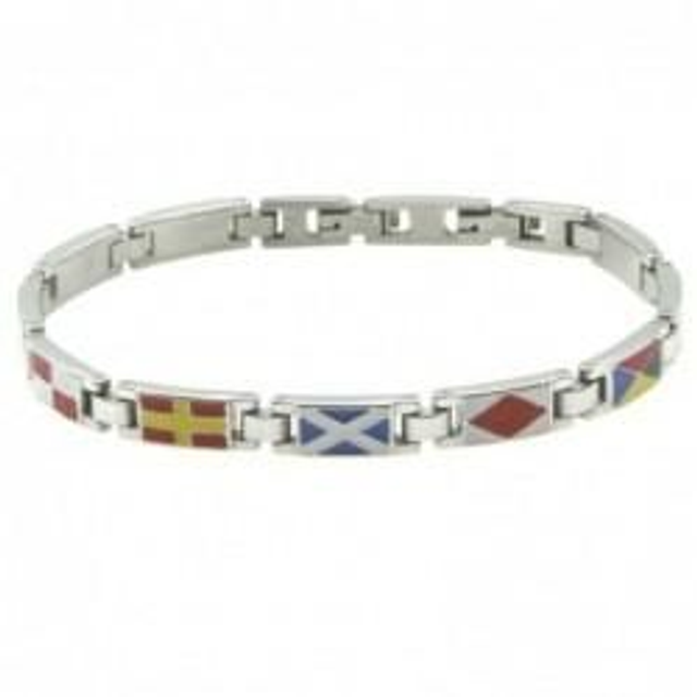 Bracciale uomo in acciaio con bandiere nautiche