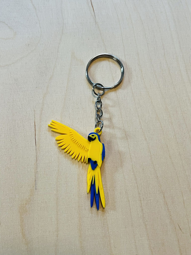 Sleutelhanger Blauw Gele Ara