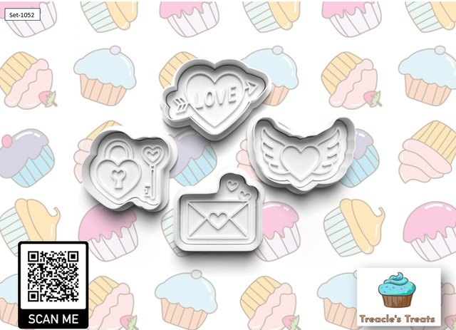 Valentines Theme Fondant/cookie stamps with cutters (Set 11)