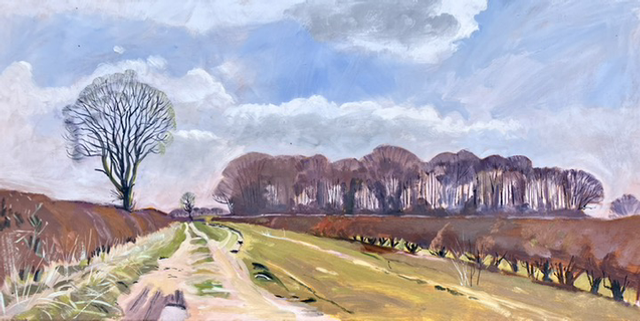 Kipling Cotes Derby racecourse. Oil on stretched canvas 100 x 50cm