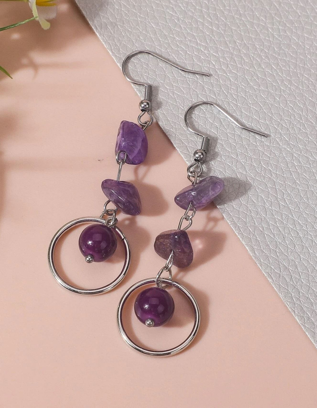 Boucles d'oreille " Dune " en Améthyste