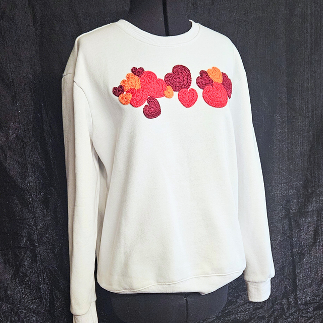 Sweat blanc cœurs 