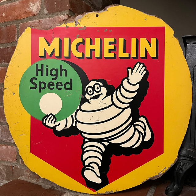 1957 Michelin High Speed Pictorial Hard Board Advertising Sign