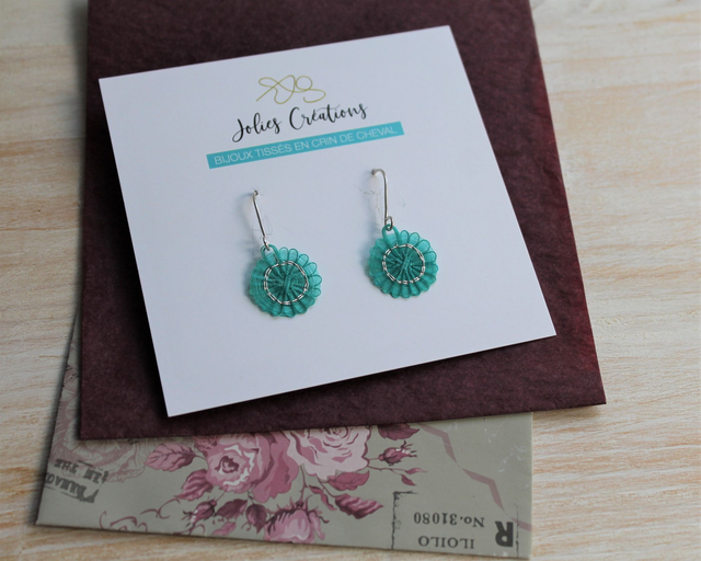 Boucles d'oreilles tissées en crin de cheval