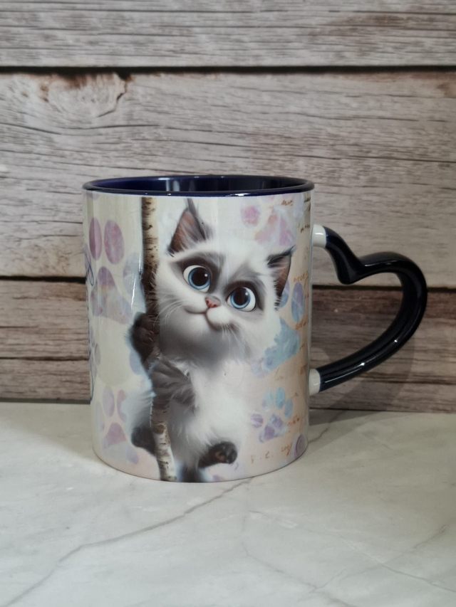 Mug coeur bleu royal siamois
