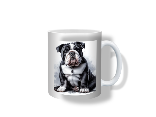Black &amp; White British Bulldog Mug
