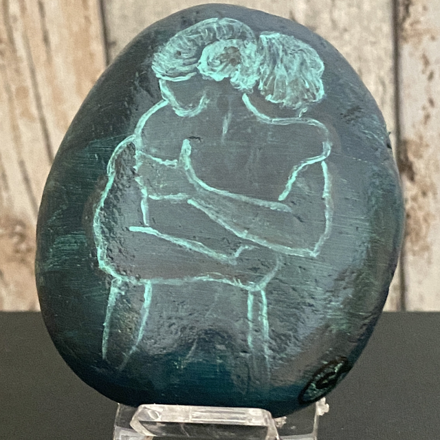 Couple enlacé turquoise