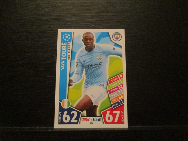 Yaya Toure - UEFA Champions League Match Attax 2017/18 Original Trading Card #171