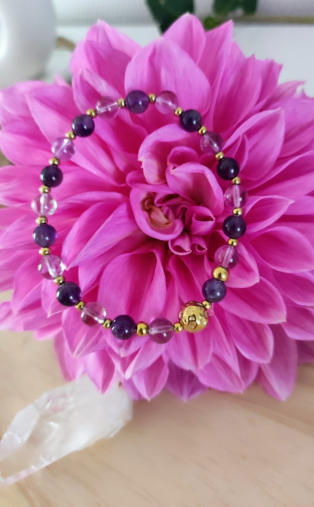 Bracelet "Anxiété et Stress" Améthyste lavande et Améthyste