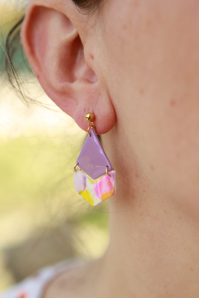 Boucles d&#039;oreilles Géométriques collection Floraison Colorée