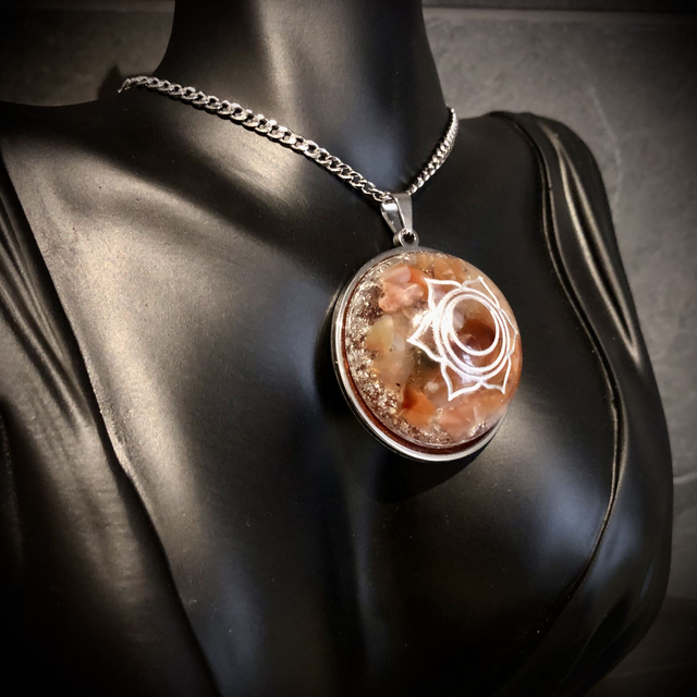 Sacral Chakra Pendant with Carnelian crystals