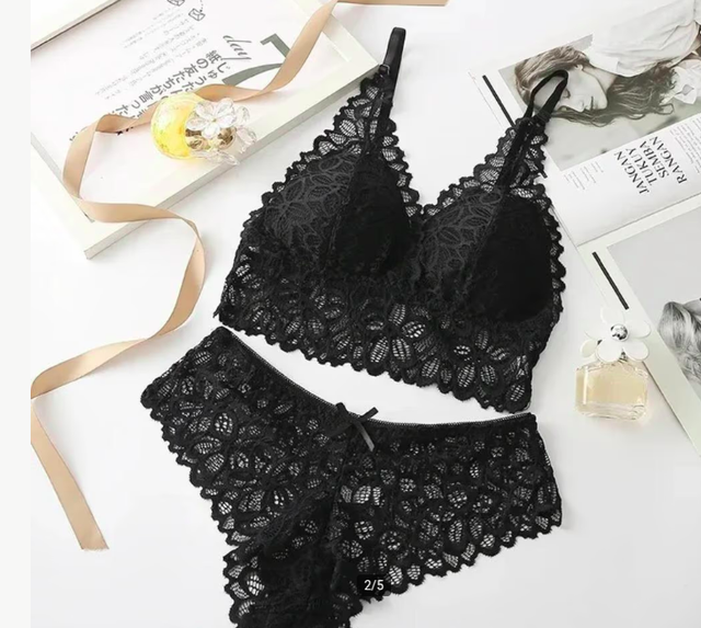 Sexy lingerie sets BH en Slip met naadloze draad en spandex kleur zwart