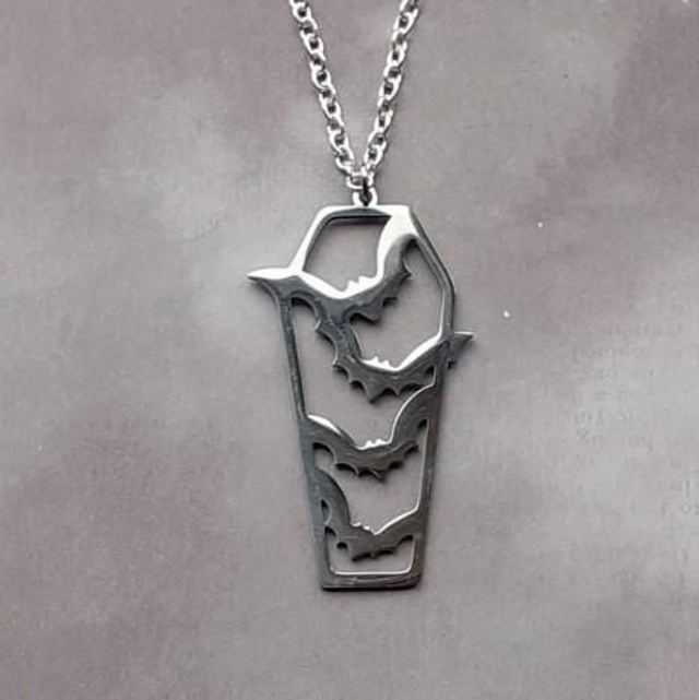 Batty Steel Coffin Necklace 