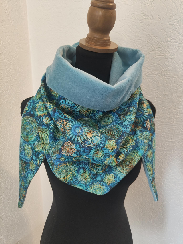 Chèche chaude mandala bleu