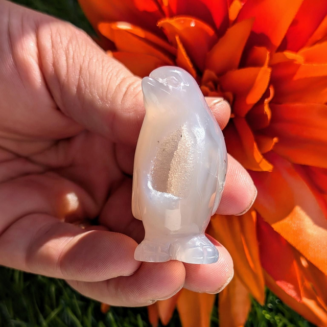 Druzy Agate Penguin Carving