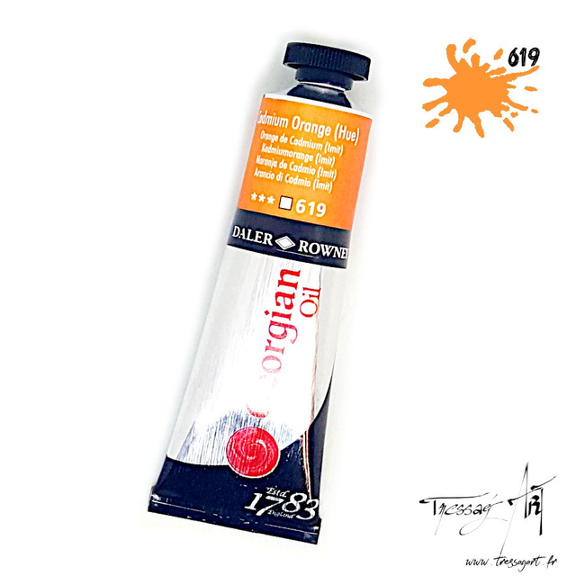 DALER ROWNEY - PEINTURE A L'HUILE GEORGIAN 38mL - ORANGE DE CADMIUM IMIT 619 - CA133619