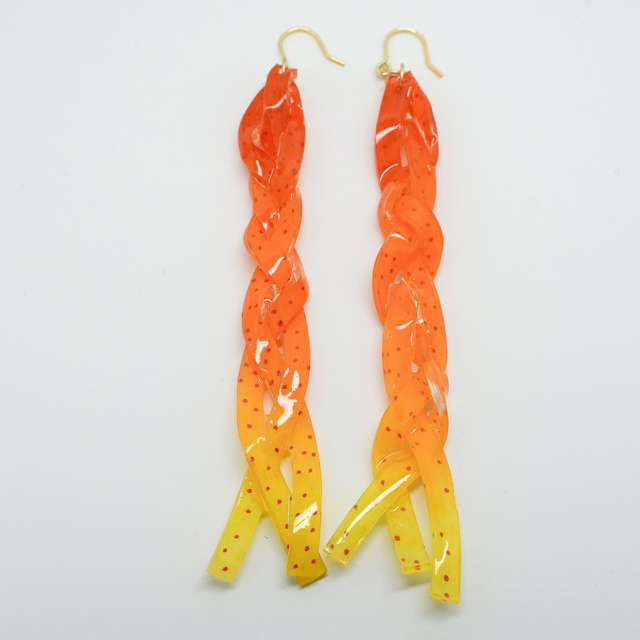 Orangish plait with dots