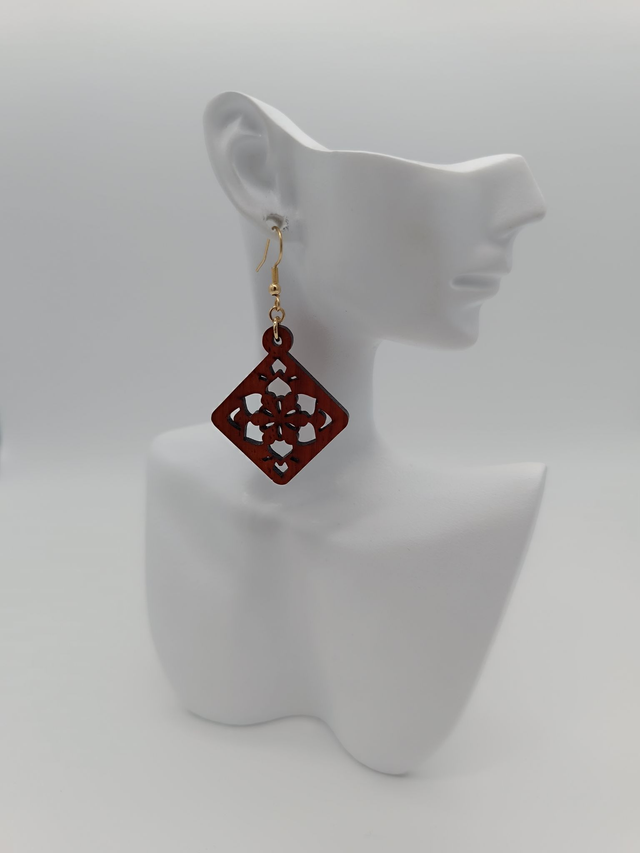 Boucles d'oreilles en bois "Losanges"