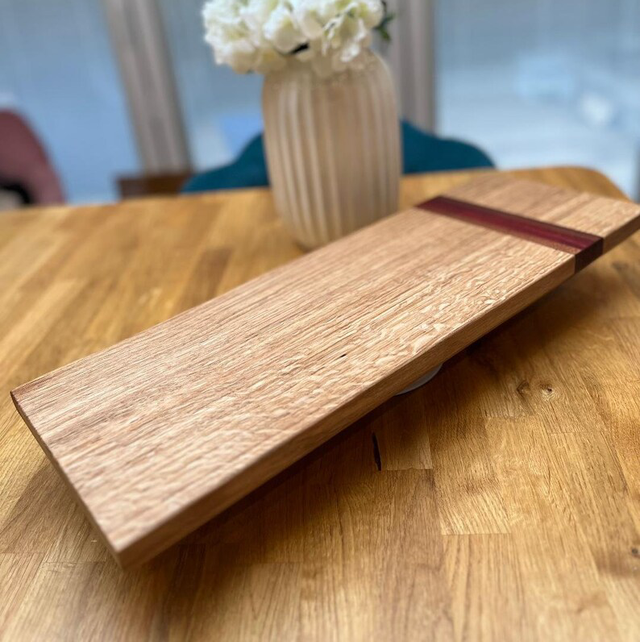 SOLD SOLD SOLD Handmade Oak Chopping Board with African Padauk and Utile detail