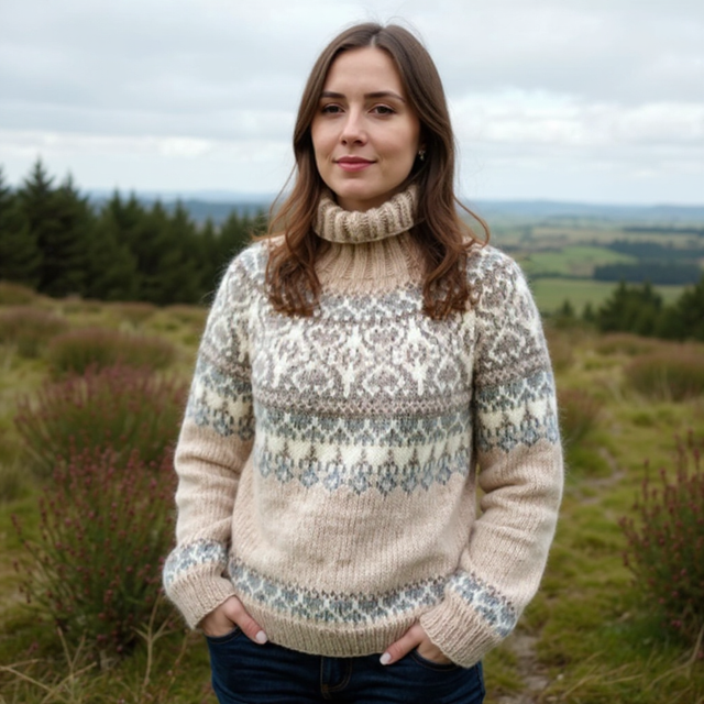 Alasuq Polar Sweater Kit - Col 03 (Ecru Heather &amp; Blue Denim) - Wool &amp; Pattern - Linka Neumann