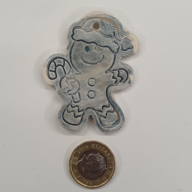 Blue Gingerbread man cane hanging decoration